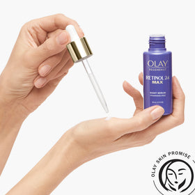 Olay 1.3 fl oz bottle held in hand showing true scale and easy dosing