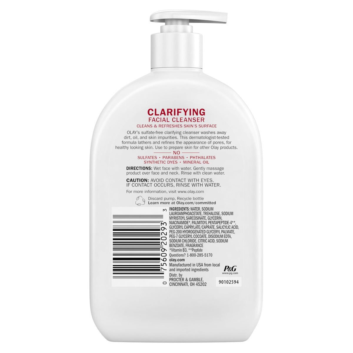 Olay 16 oz bottle beside household item for clear size comparison