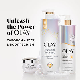 Olay lifestyle shot of smooth, moisturized skin after showering benefit