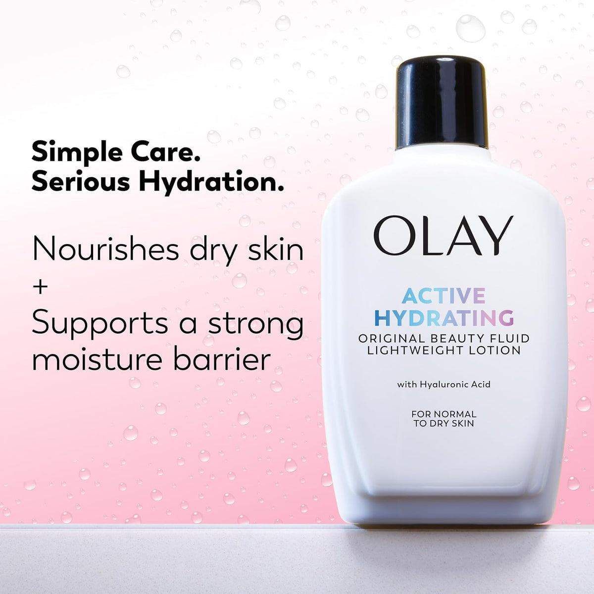 Olay lotion applied to face and neck demonstrating smooth hydration benefit