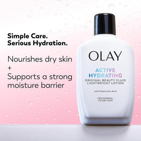 Olay lotion applied to face and neck demonstrating smooth hydration benefit