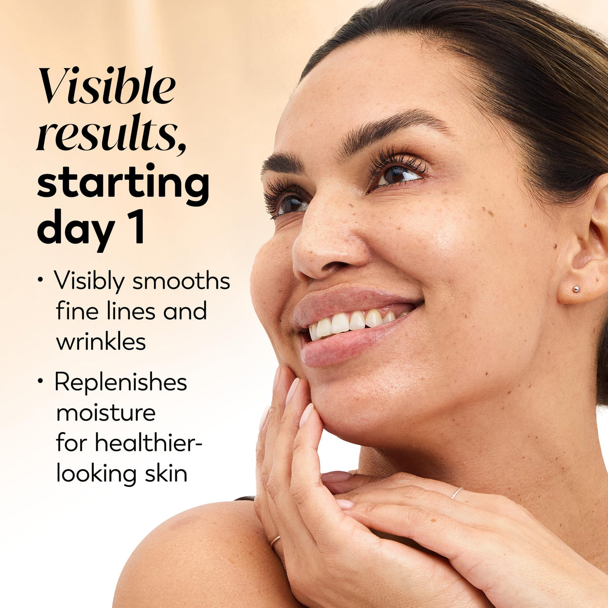 Olay cream being applied on hand demonstrating smooth, non-greasy finish