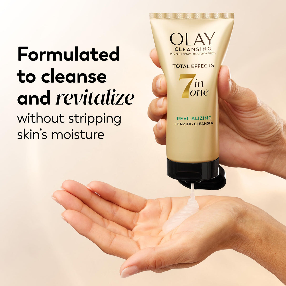 Olay cleanser on bathroom vanity showing daily skincare routine setting