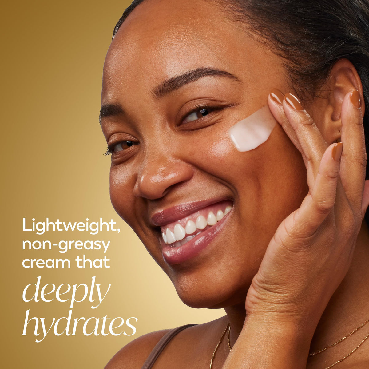 Olay before and after texture comparison showing firmer-looking skin