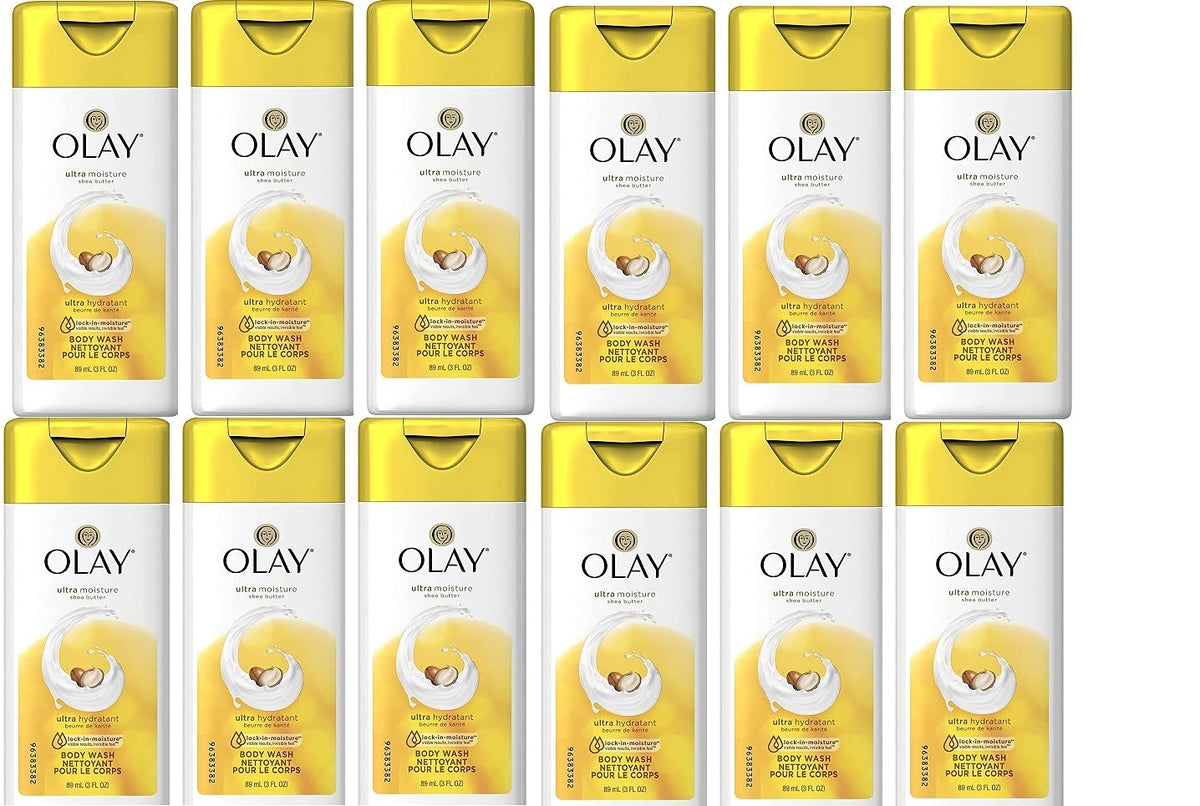 Olay front packaging showing 3oz bottle and moisturizing shea butter benefit