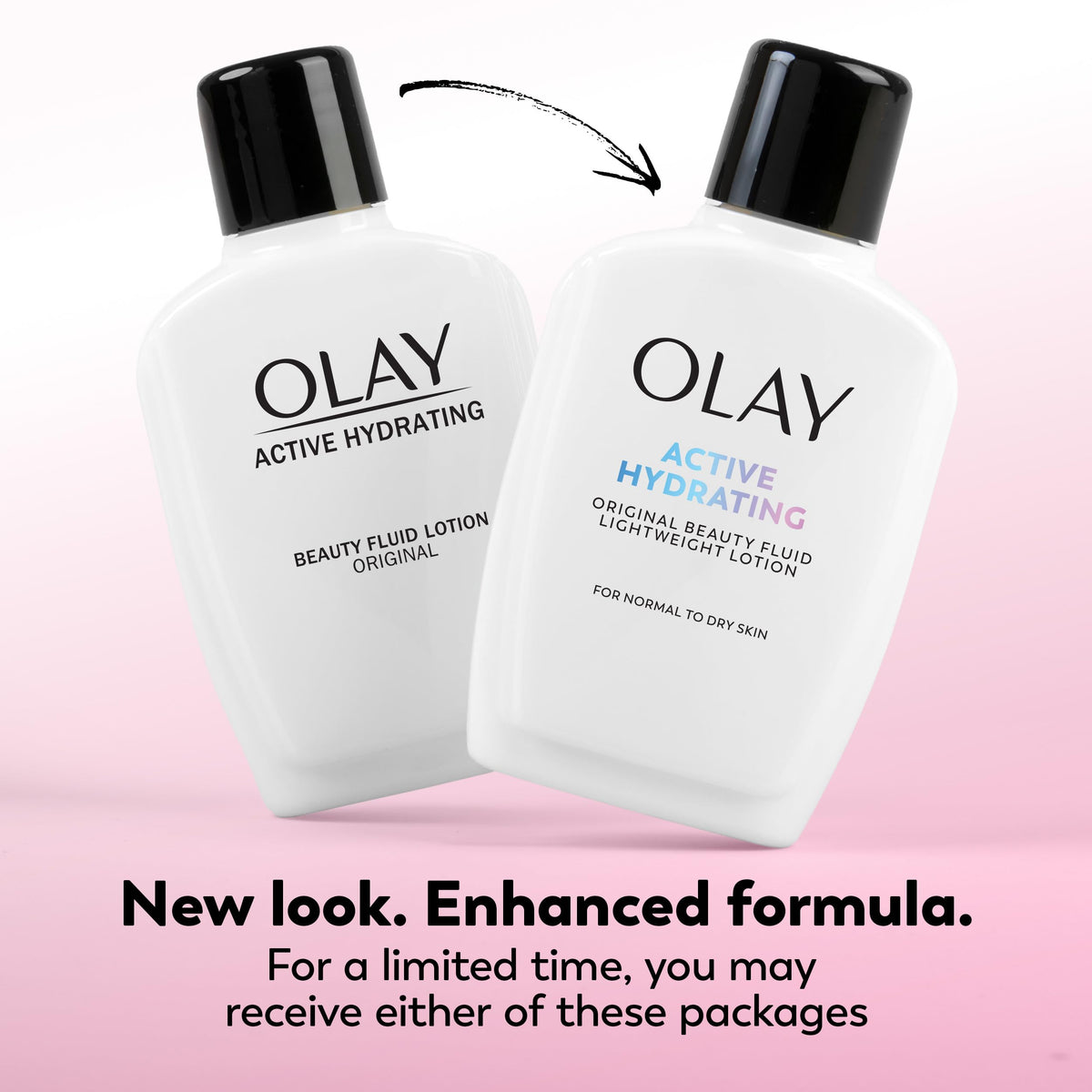 Olay bottle close-up of label highlighting formula and product identity