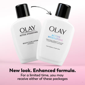 Olay bottle close-up of label highlighting formula and product identity