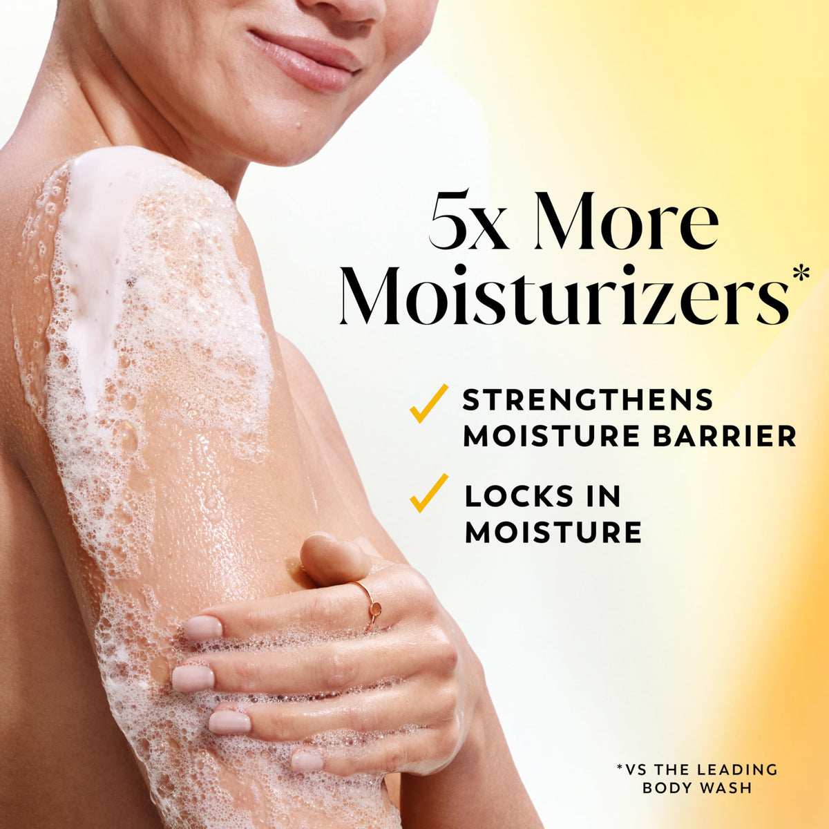Olay close-up of bottle texture highlighting creamy shea moisture
