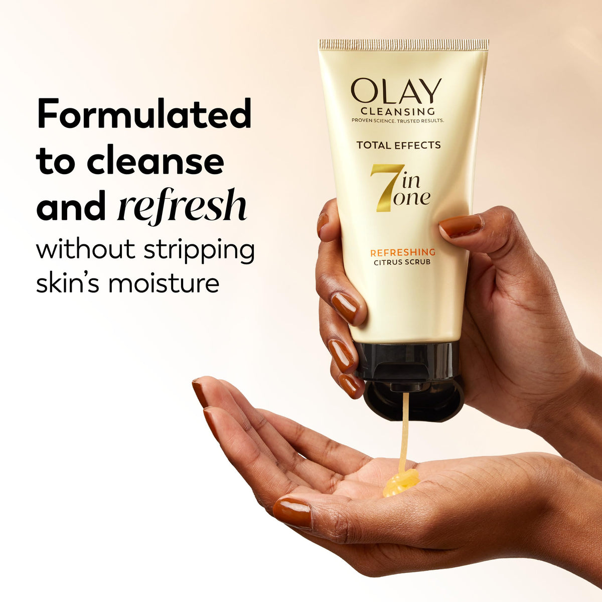 Olay citrus scrub three-pack stacked to show value and consistent supply