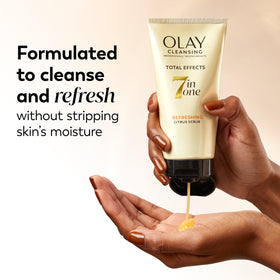 Olay citrus scrub three-pack stacked to show value and consistent supply