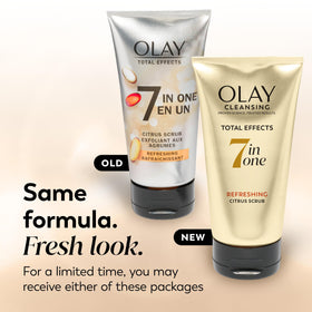 Olay citrus scrub back label close-up with directions and benefits visible