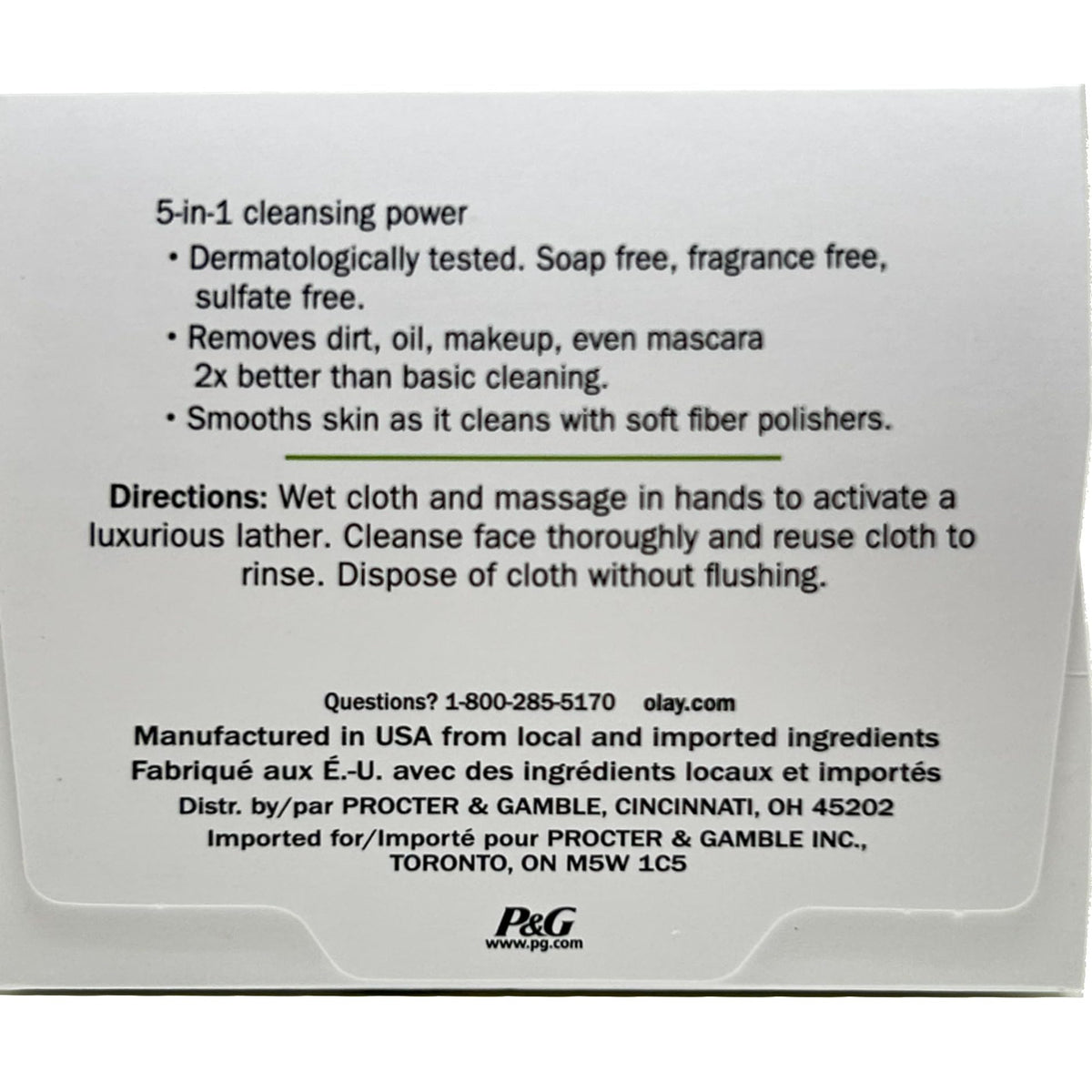 moistened Olay cloth producing lather to cleanse skin effectively and gently