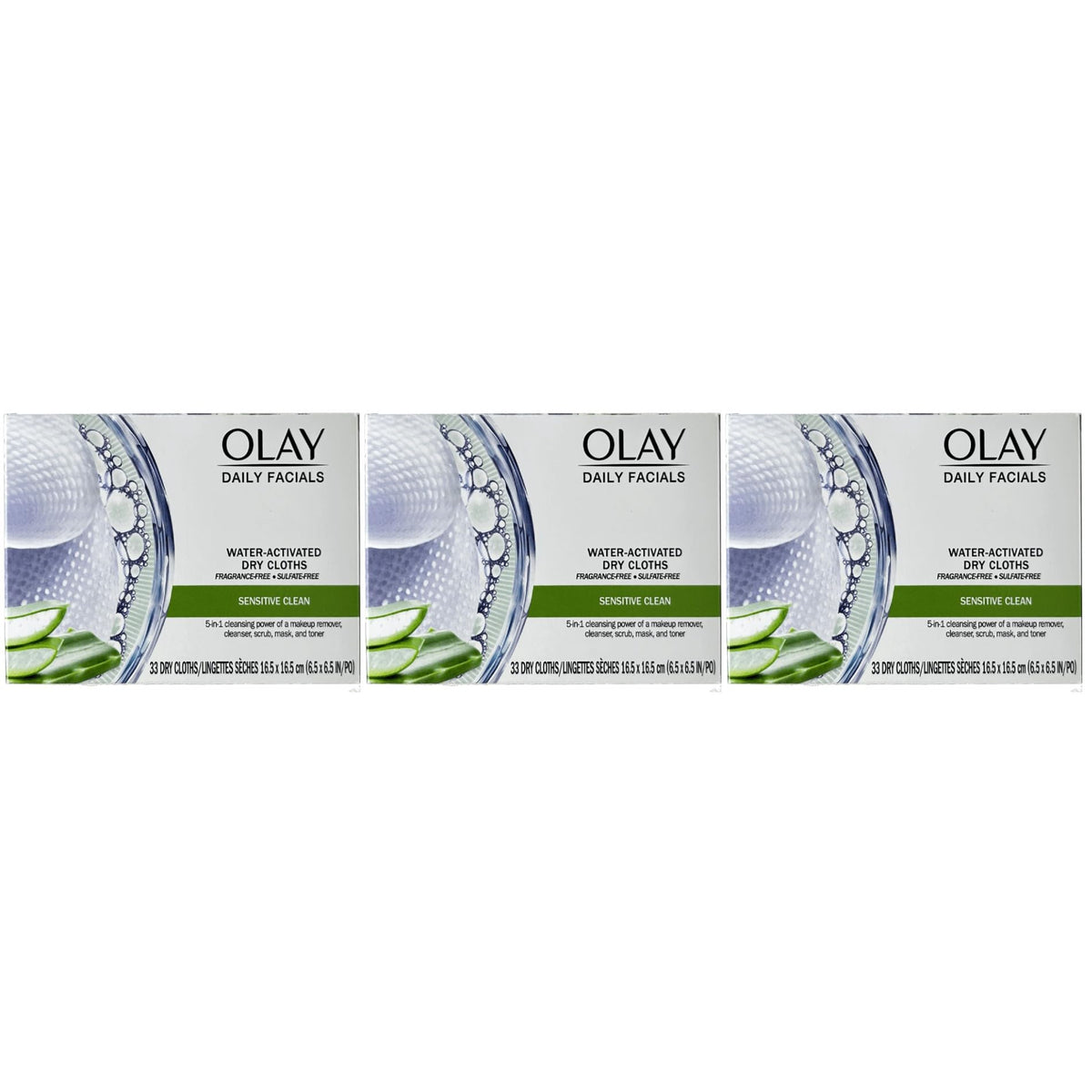 Olay opened pack revealing dry cloths ready to be water activated for travel