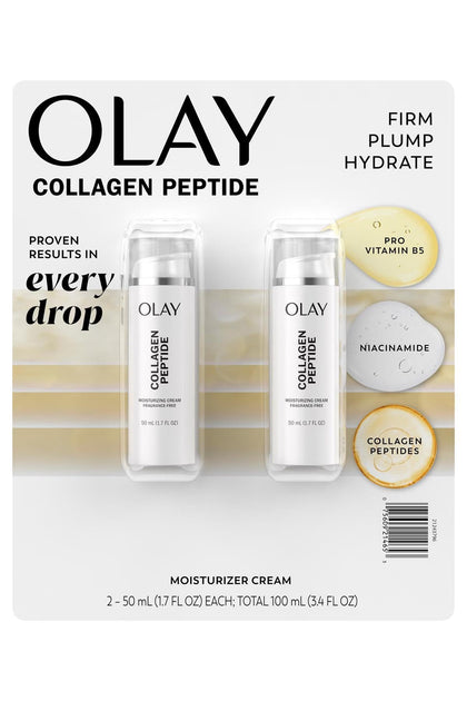 Olay front packaging showing brand and firming moisturizer benefit
