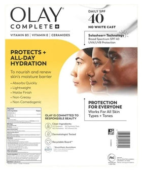 Olay Complete applied to hand demonstrating smooth texture and mattifying benefit
