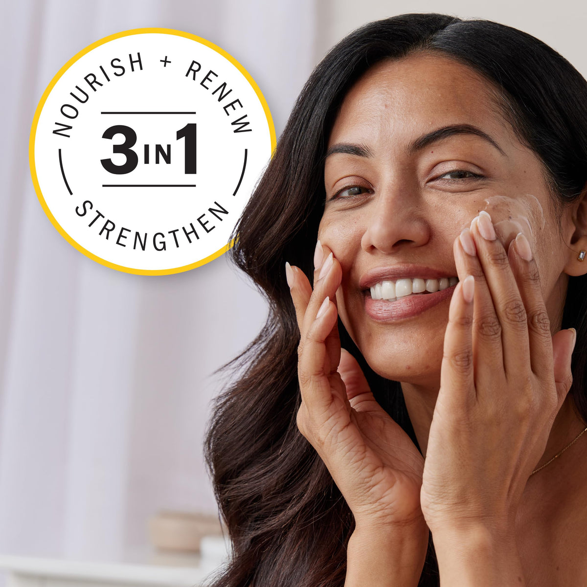 Olay cream on hand demonstrating easy spreadability and hydration