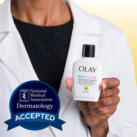 Procter & Gamble Olay blended under makeup showing no white cast and even tone