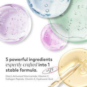 Olay cream absorbing on cheek illustrating quick absorption and non-greasy feel
