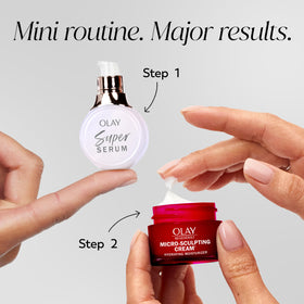 Olay cream applying to skin demonstrating immediate hydration and visible firmness
