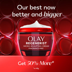 Olay cream texture closeup highlighting smooth consistency and fast absorption benefit