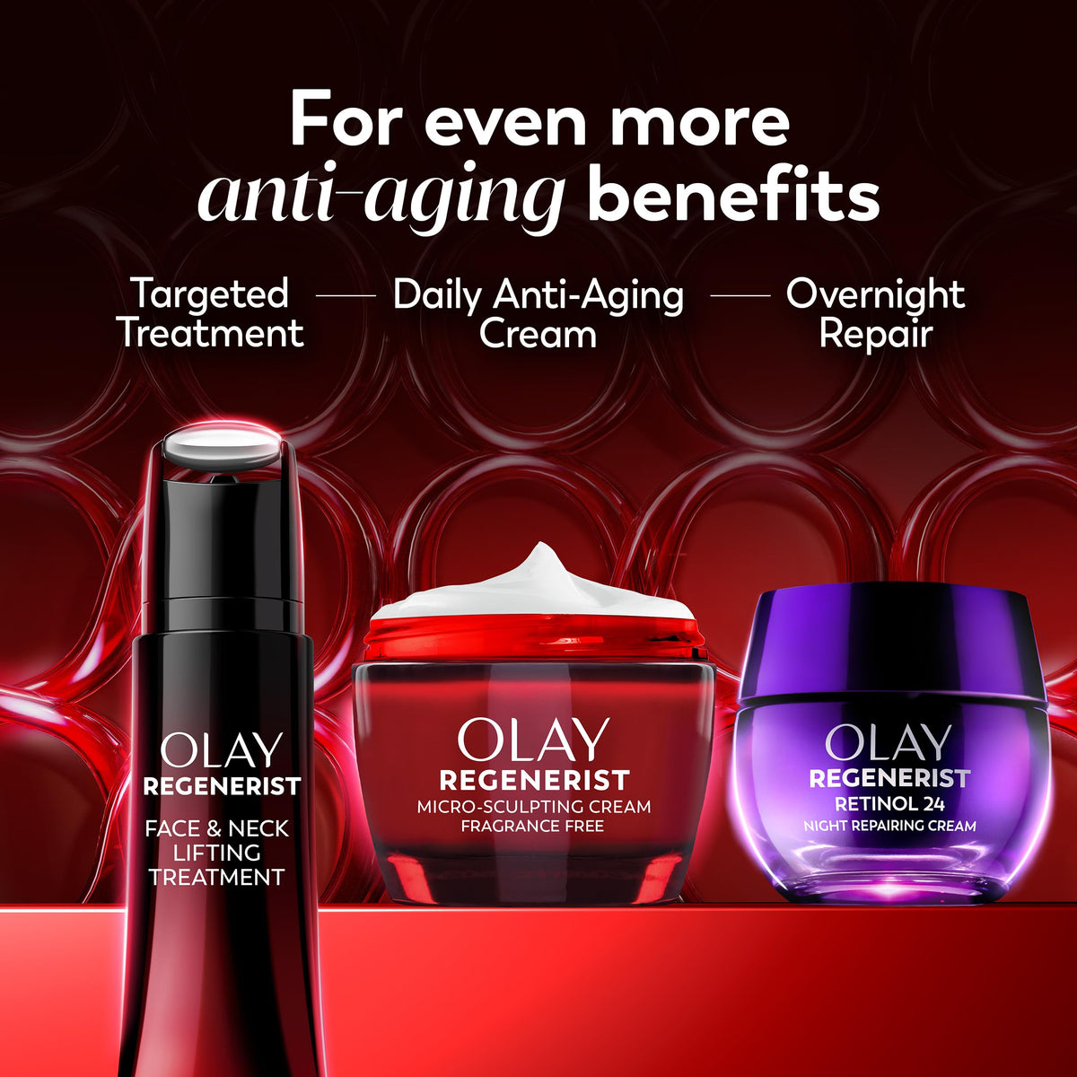 Olay after use on cheek showing smoother-looking skin and visible firming benefit
