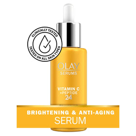 Olay serum dropper dispensing silky texture, fast absorption benefit