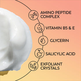 Olay exfoliant texture macro showing fine particles for smooth skin