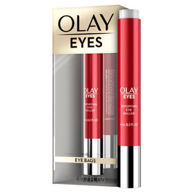 Olay eye roller front packaging showing product and brand benefit of instant refresh