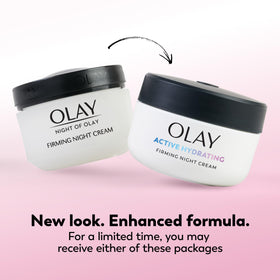 Olay open jar texture revealing creamy hydration that promotes overnight moisture