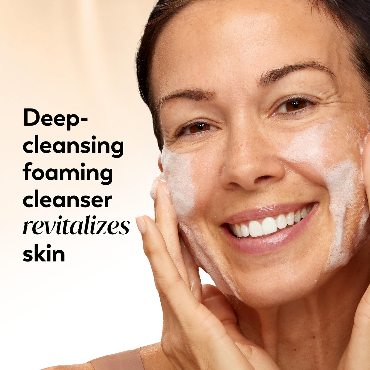 Creamy foam texture from Olay cleanser illustrating gentle rich lather