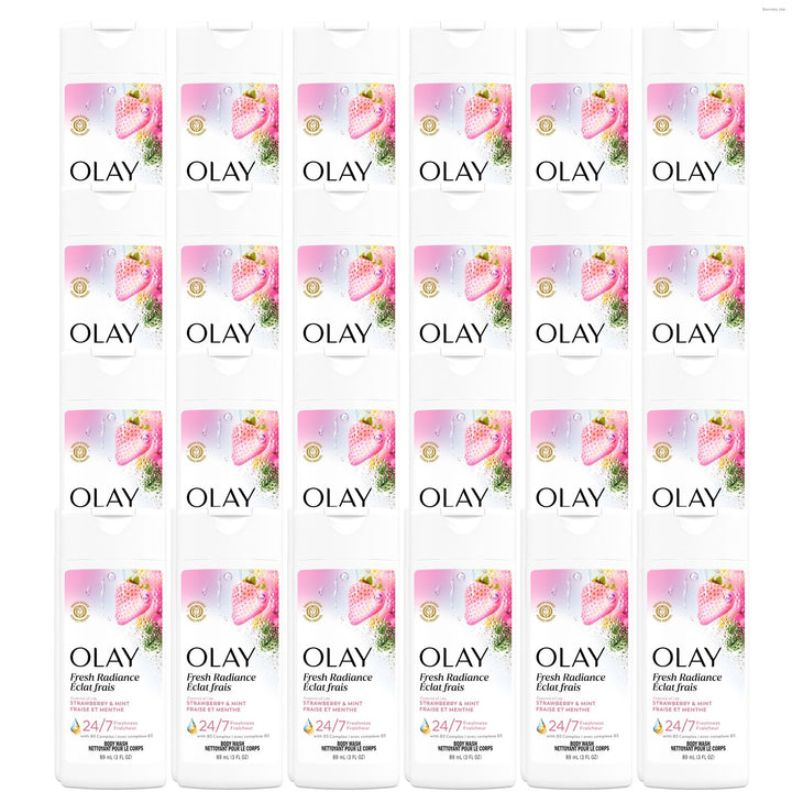 Olay front packaging showing bottle and scent freshness benefit