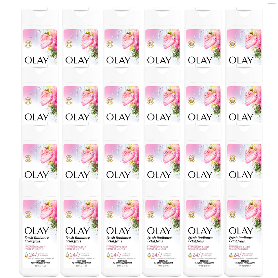 Olay front packaging showing bottle and scent freshness benefit