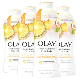 Olay front packaging showing fresh radiance bottle and benefit of gentle cleansing