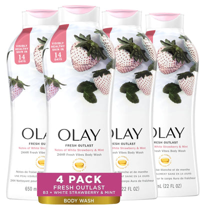 Olay front packaging showing bottle and branding with hydrating benefit