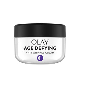 Olay front jar showing product packaging and easy nighttime hydration