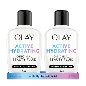 Olay front packaging showing 4 oz bottle and branding for convenient hydration