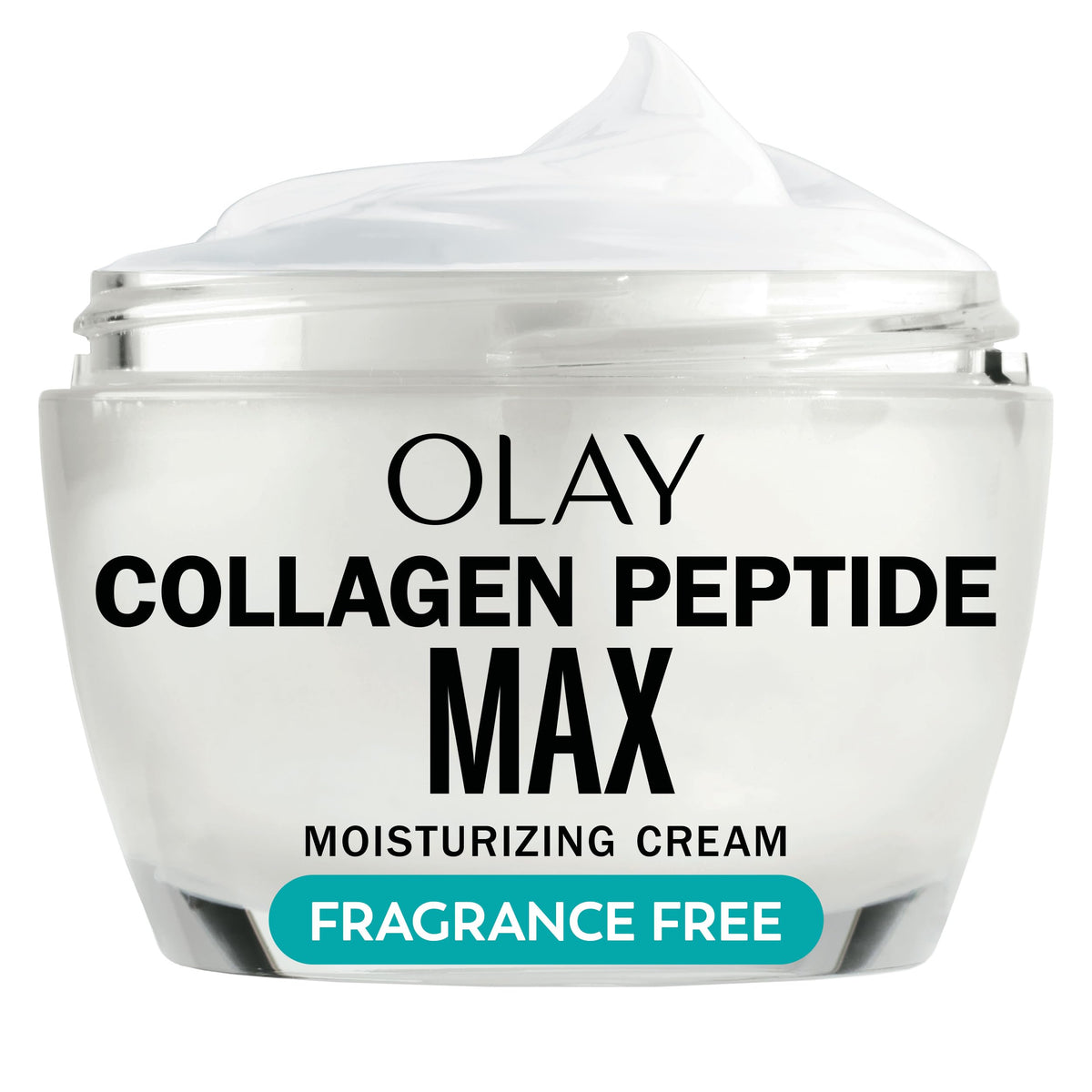 Olay front packaging showing collagen peptide MAX and benefits