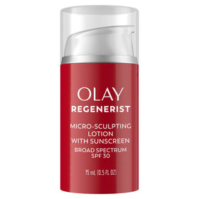 Olay front packaging showing SPF 30 protection and benefits
