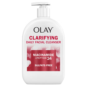 Olay pump bottle front view showing clean packaging and convenience