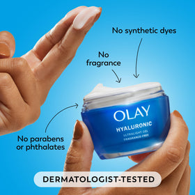 Olay ingredient display highlighting niacinamide and peptides for renewal