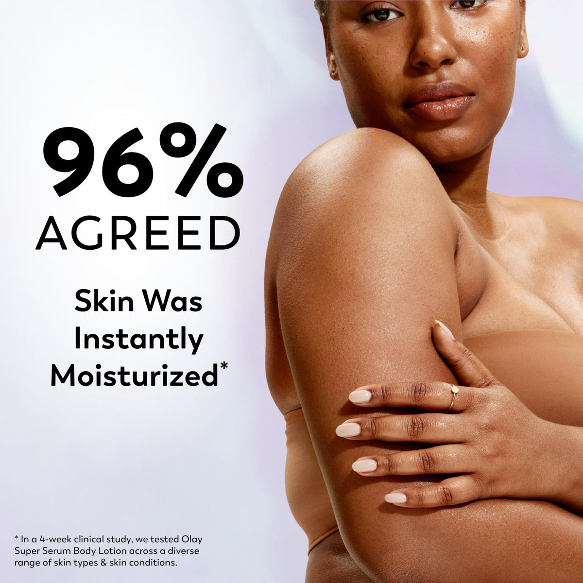Olay ingredient display highlighting Niacinamide, AHA, vitamins for renewal