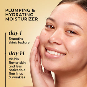 Olay jar open revealing product cream and smooth application benefits