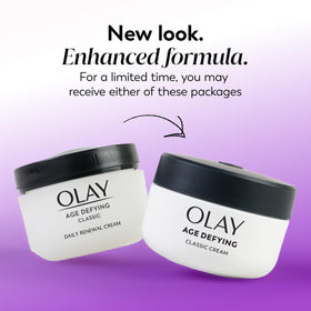 Olay jar open revealing creamy texture and hydration-rich formulation