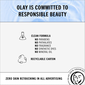 Olay product label close-up showing active ingredients list