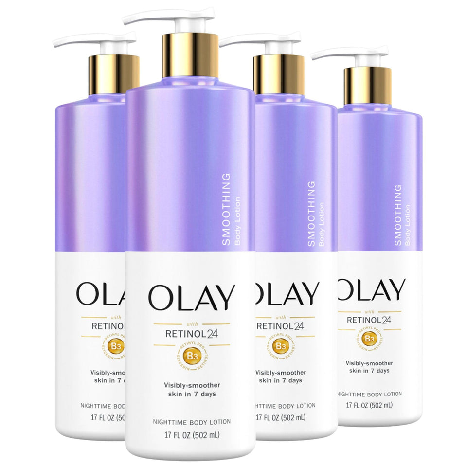Olay lotion front packaging showing bottle and label for quick identification and trust