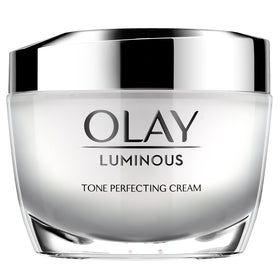 Olay front jar showing product packaging and clear brand benefit