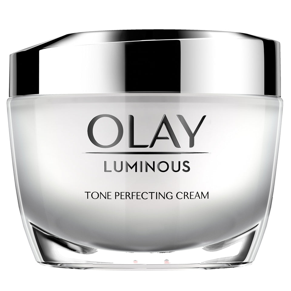 Olay front jar showing product packaging and clear brand benefit