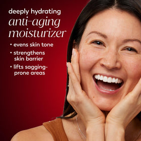 Olay cream texture close-up highlighting fast-absorbing, non-greasy feel