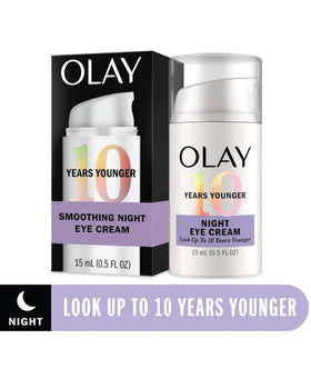 Olay night eye cream applied on fingertip ready to gently pat for targeted benefits