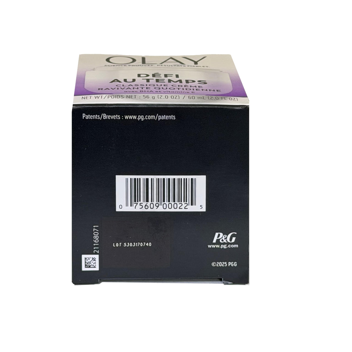 Olay packaging label closeup showing product information clearly